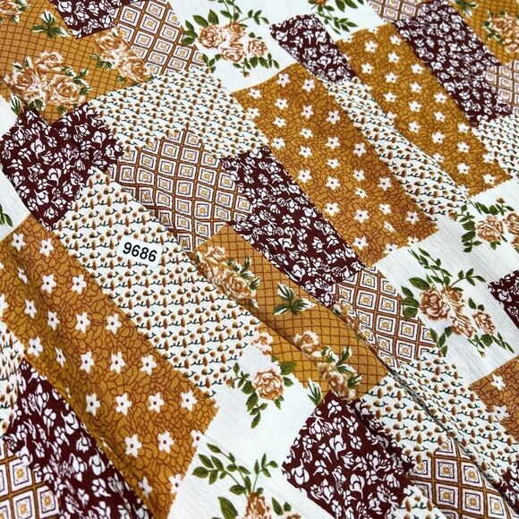 Heyson Blouse Womens Medium Brown Floral Cropped Smocked new western patchwork - Picture 9 of 9